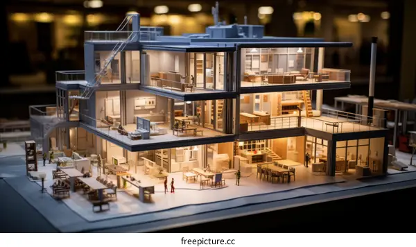 Model House with People and Upscale Furniture