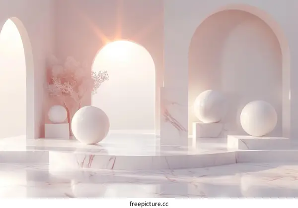 Elegant White and Pink Marble Display Platform