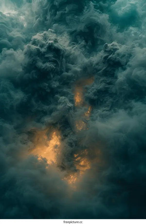 Colorful smoke cloud with bright center