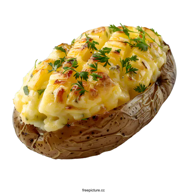[Transparent Background PNG]Baked Potato with Cheese and Herbs