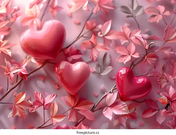 Pink hearts on branches