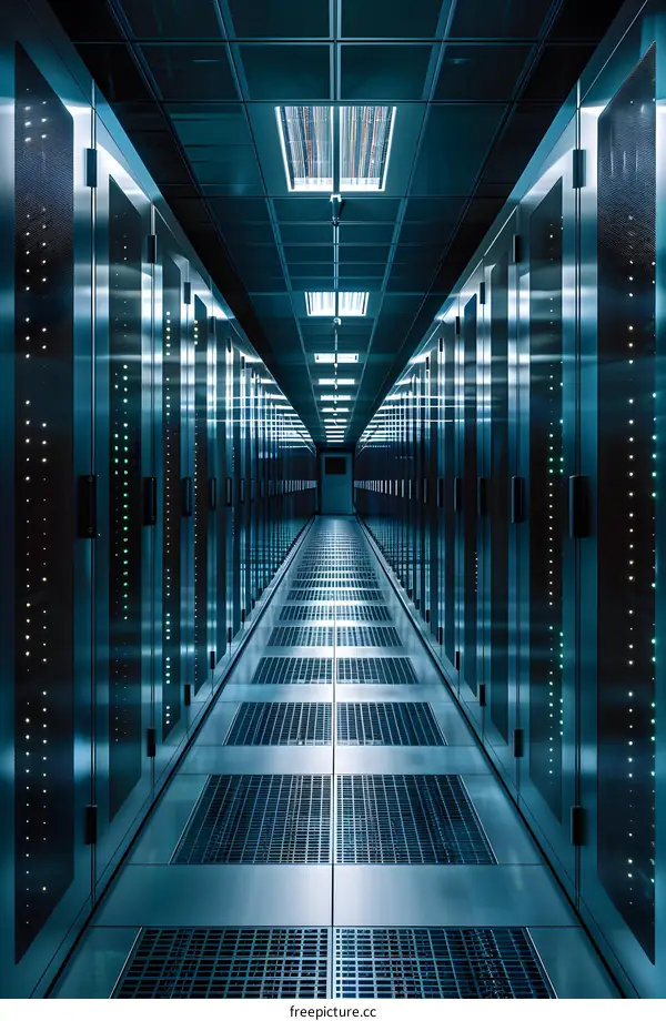 Server room with rows of server racks