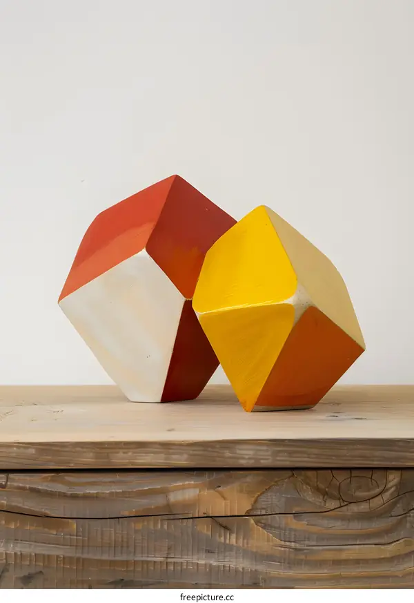 Abstract Geometric Shapes Wooden Sculpture