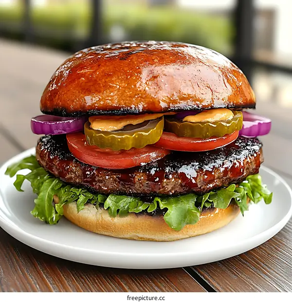 Delicious Gourmet Burger with Toppings