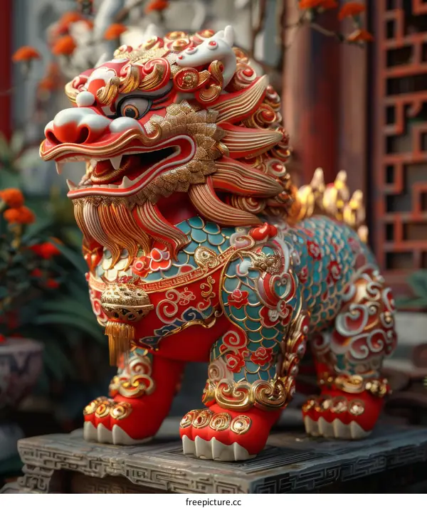 Lion Dance Performance at a Chinese Festival
