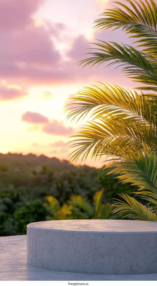 Sunrise Concrete Podium Display with Tropical Plants