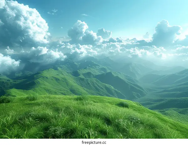 Green hills and blue sky