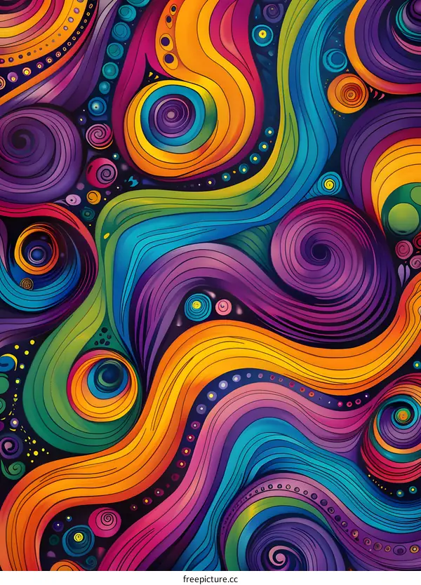 Colorful abstract swirls and dots background
