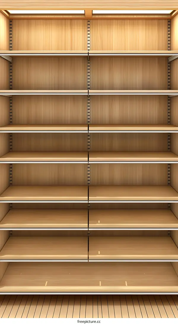 Empty Wooden Shelves in a Store