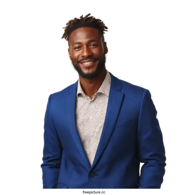 [Transparent Background PNG]Portrait of a Smiling African American Business Professional