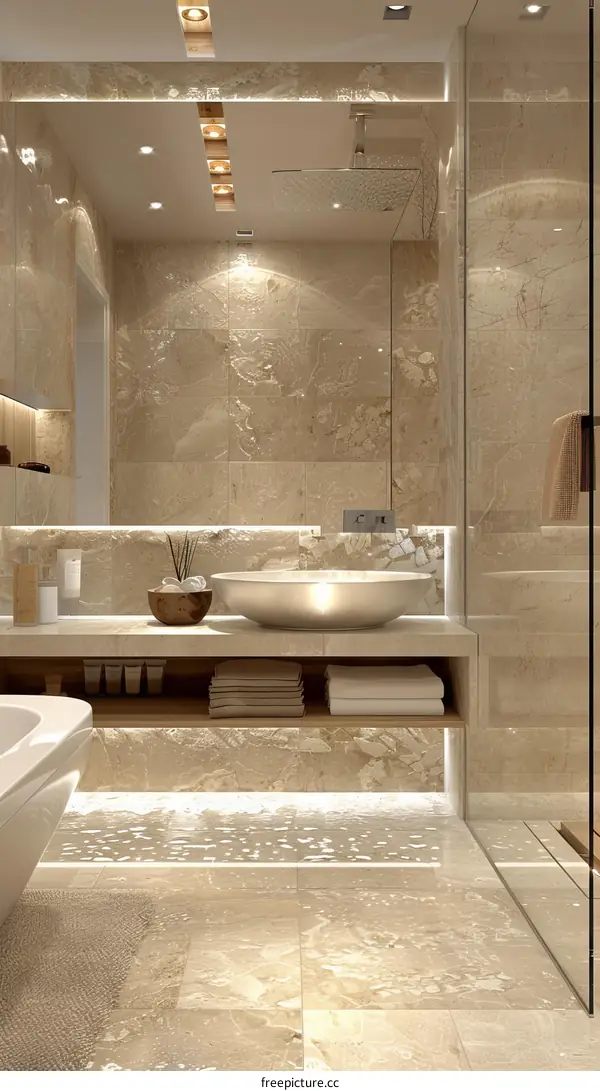 Luxury Modern Bathroom with Marble Tiles