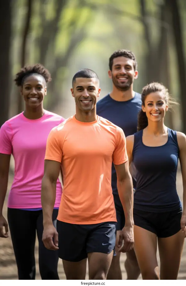Group of multiethnic friends jogging in park