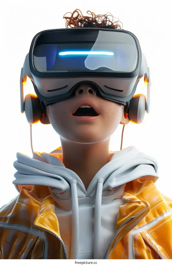 An illustration of a person wearing a virtual reality headset