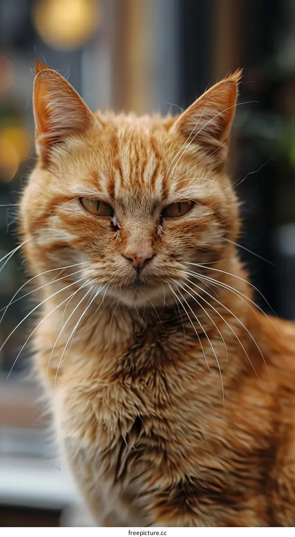 Ginger Cat Portrait with Intense Gaze