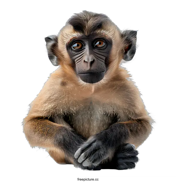 [Transparent Background PNG]Portrait of a Baby Monkey on White Background