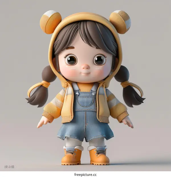 3D rendering of cute anime girl