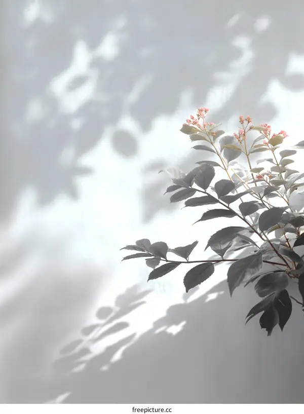 Shadow Play of Leaves on a Light Wall