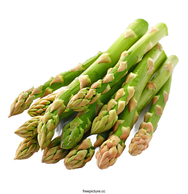 [Transparent Background PNG]Fresh green asparagus bunch isolated on white background
