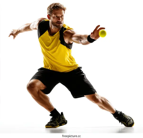 Male Athlete in Dynamic Tennis Pose