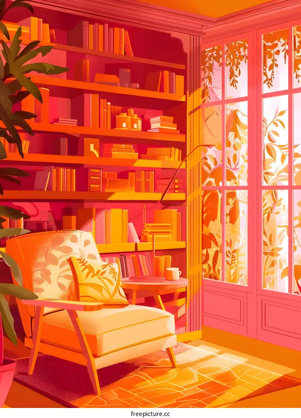 Cozy Living Room with Bookcase and Window