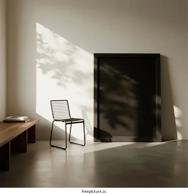 Minimalist Interior Space with Chair and Large Frame