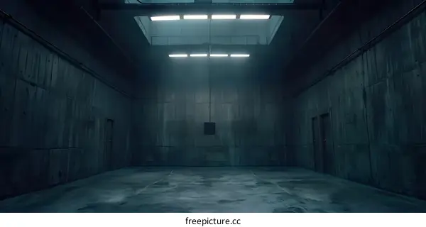 Concrete Hallway with Chain and Two Doors