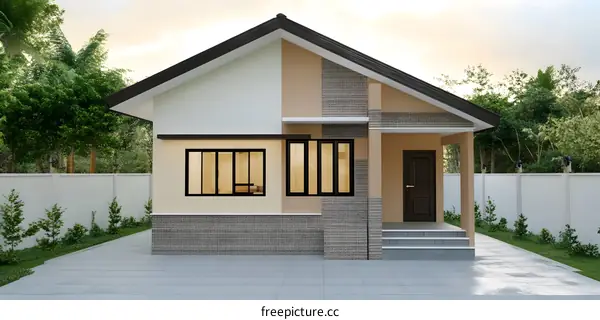 Modern Minimalist House Design with White Fence and Lush Greenery