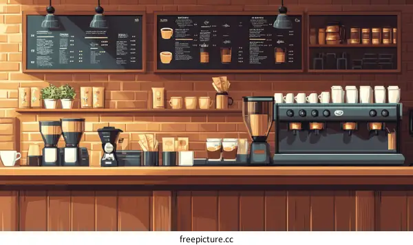 Cozy Coffee Shop Interior Design Illustration
