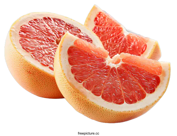 [Transparent Background PNG]Fresh Sliced Grapefruit on White Background