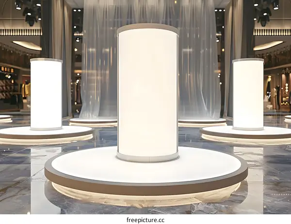 Round Light Boxes In A Retail Store