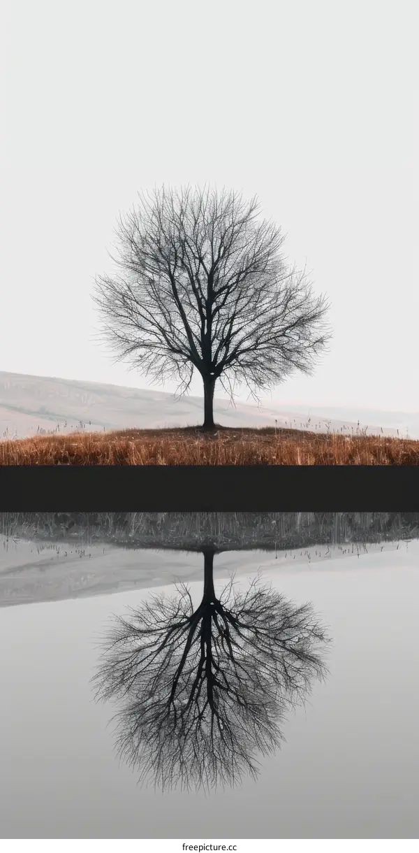 Solitude in the Field: A Lone Tree Reaching for the Sky