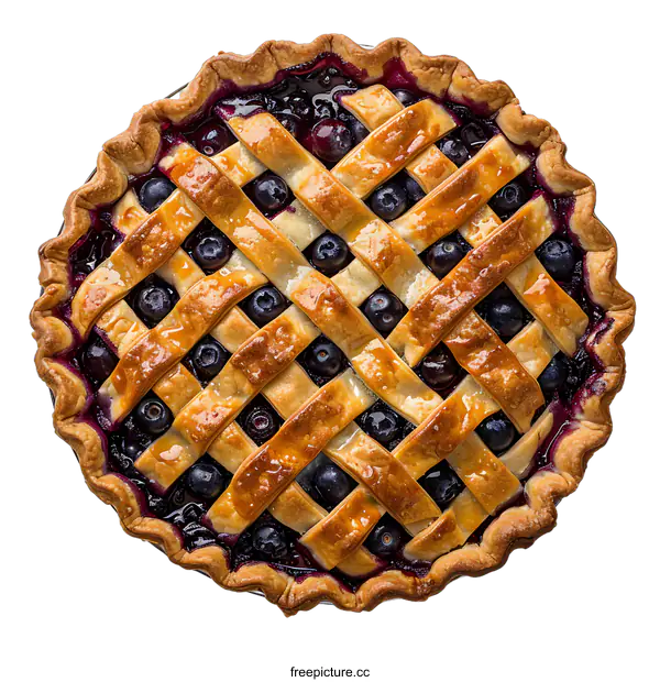 [Transparent Background PNG]Overhead view of a delicious blueberry pie