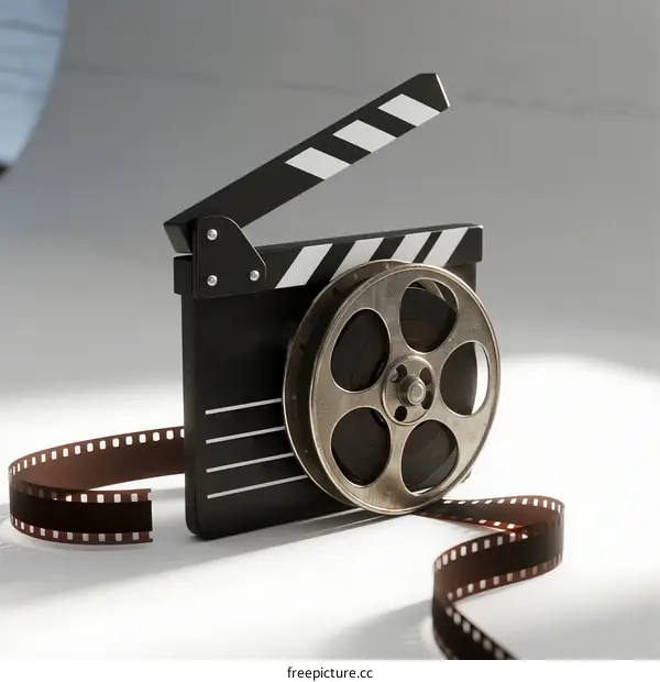 Clapperboard with Film Reel in Photography Studio