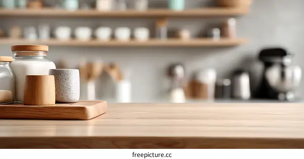 Kitchen Tabletop with Food Storage Containers