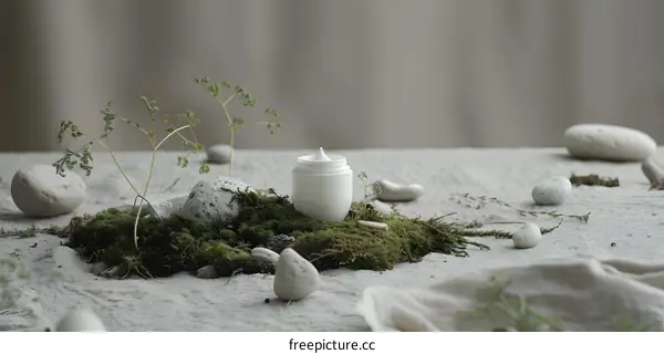 Natural Beauty Cream with Stones and Moss