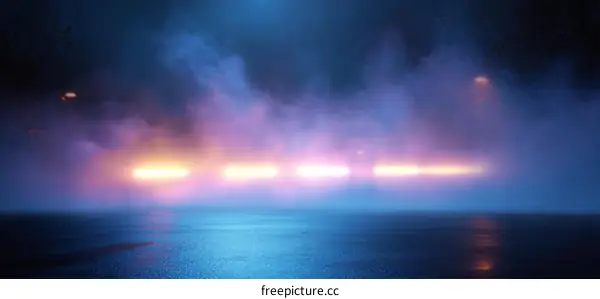 Mysterious Night Road with Neon Lights