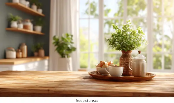 Cozy Kitchen Table Setting with Morning Light