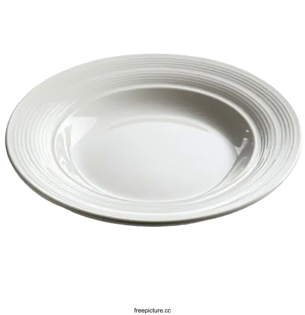 [Transparent Background PNG]Elegant White Ceramic Soup Plate with Ribbed Design