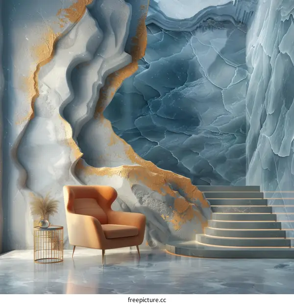 Modern Interior Design with Abstract Stone Wall