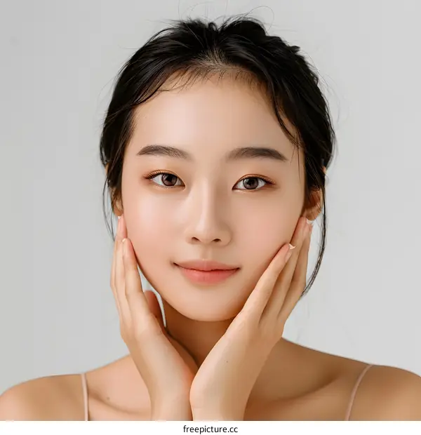 Beautiful Asian Woman Portrait with Soft Makeup