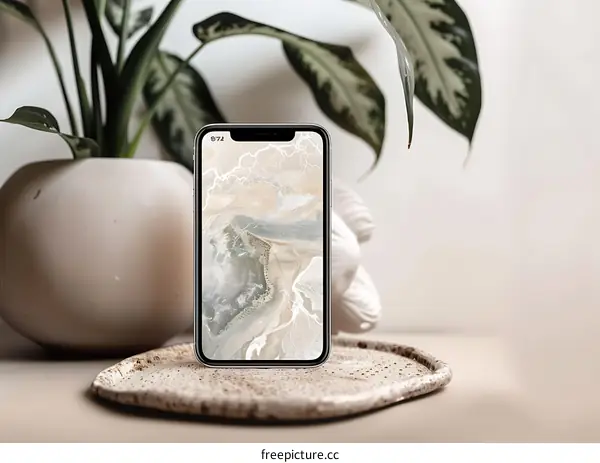 Minimalist Phone Screen with Abstract Background