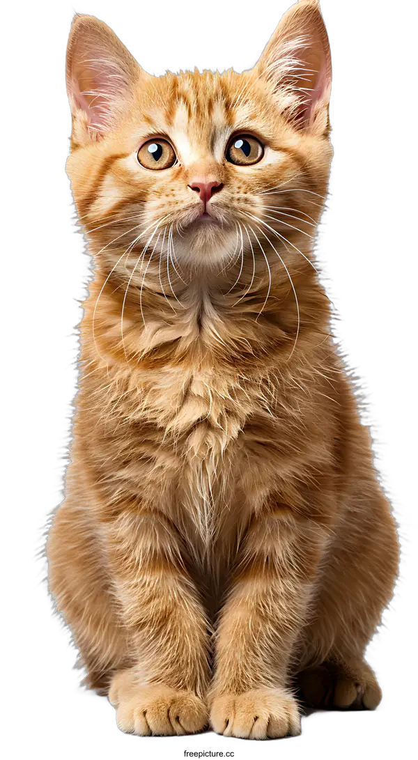 [Transparent Background PNG]Portrait of a curious ginger kitten