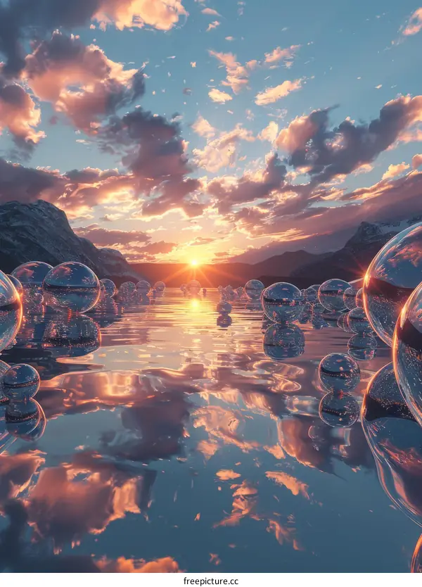 Golden Hour Reflections on the Spheres