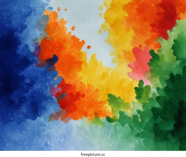 Abstract Watercolor Painting of Vibrant Colors