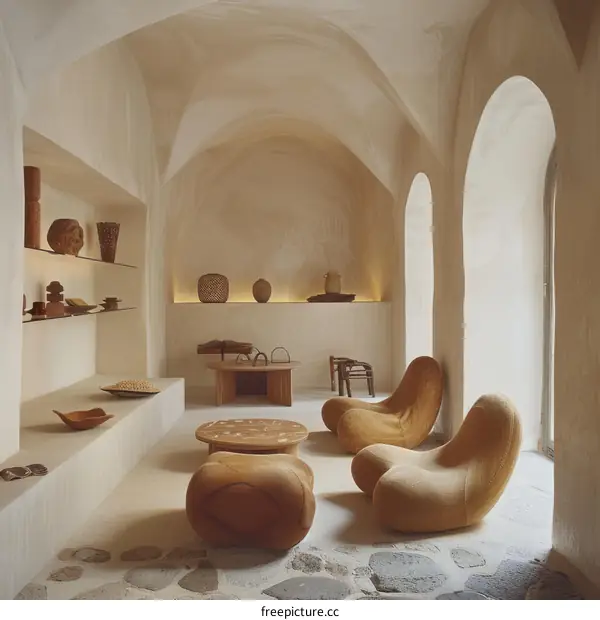 Modern interior design living room with two lounge chairs and a coffee table