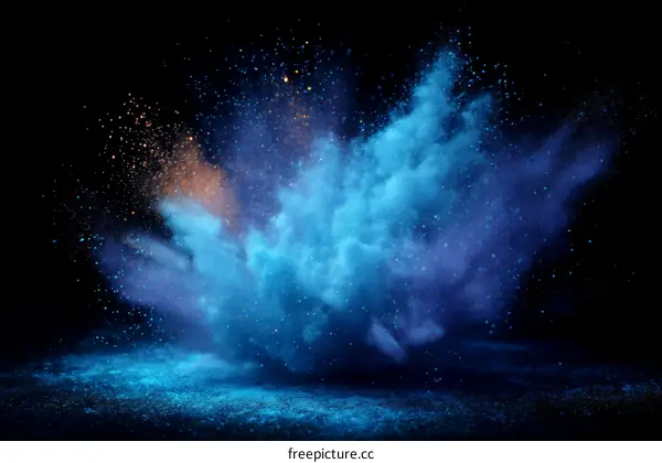 Abstract Colorful Powder Explosion on Black Background