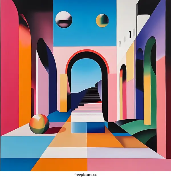 Abstract Geometric Art With Vivid Colors and Shapes