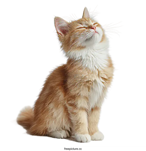 [Transparent Background PNG]Adorable Ginger Kitten Looking Up
