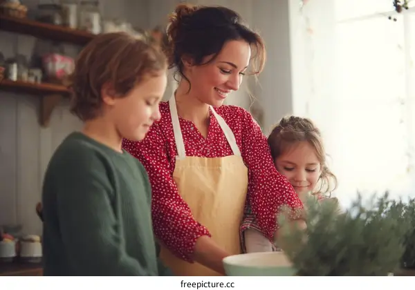 Family Cooking Together in the Kitchen