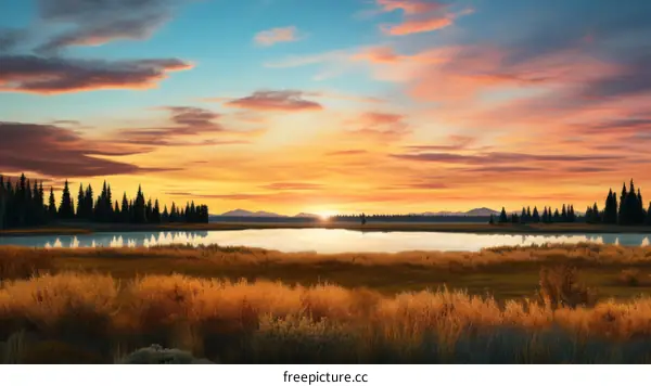 Tranquil Evening over the Lake in Autumn